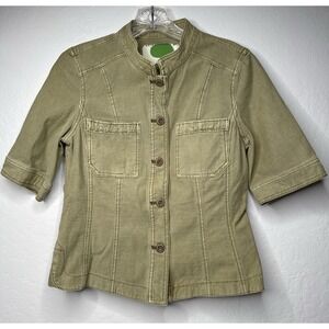 Anthropologie Summertime Khaki Green Cargo Y2k Utility Collared City Jacket sz 2